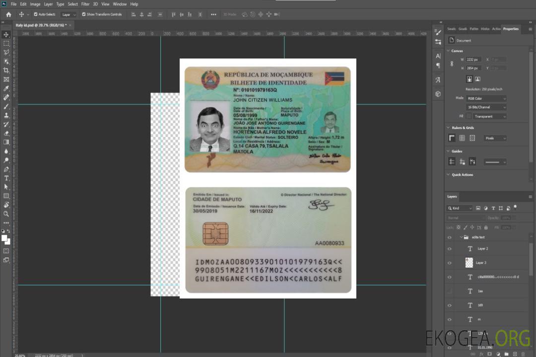 Identité MOZAMBIQUE template Identité MOZAMBIQUE template